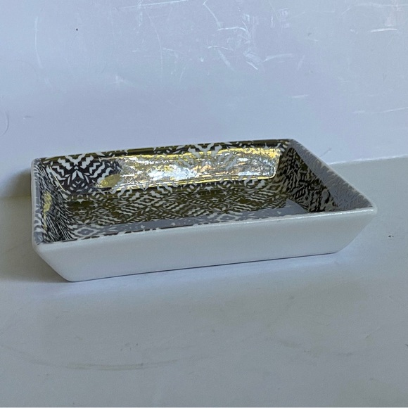 J. Crew Ceramic Trinket Dish Jewelry Organizer Silver EUC Men’s Women’s keys 5.5 - Picture 2 of 16